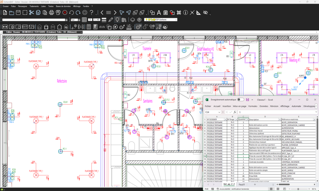 Vue bâtiment avec tableau électrique